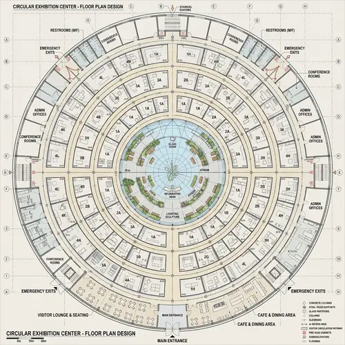 Circular Exhibition Floor Plan | Layout for Display Areas