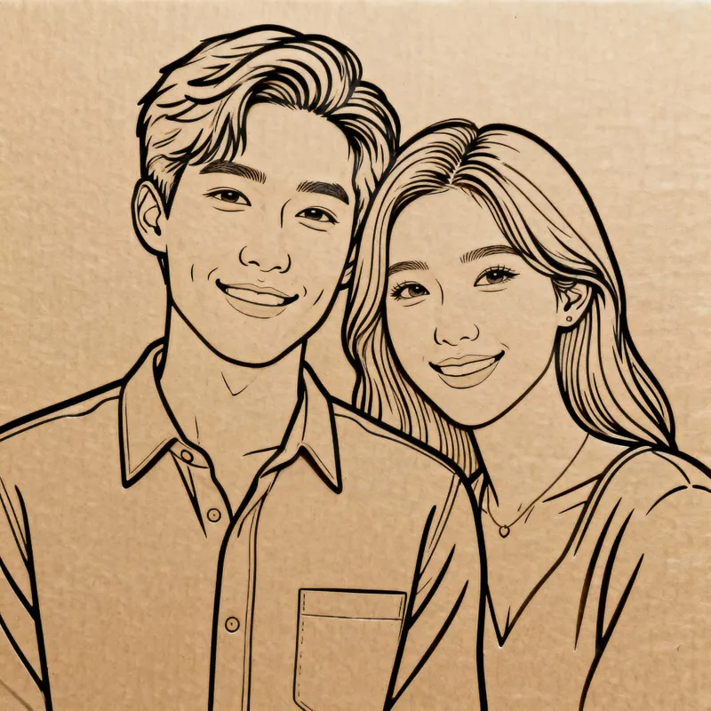 Custom Anniversary Line Sketch Art