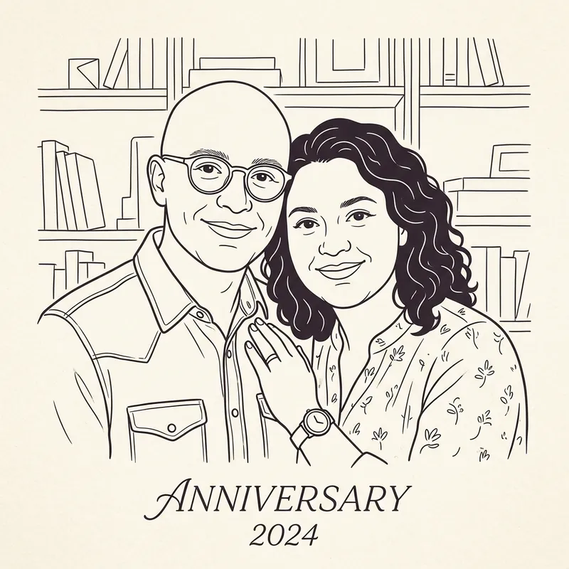 Custom Anniversary Line Sketch Art