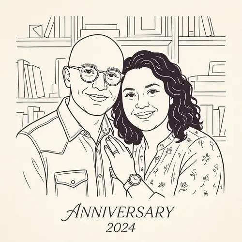 Custom Anniversary Line Sketch Art