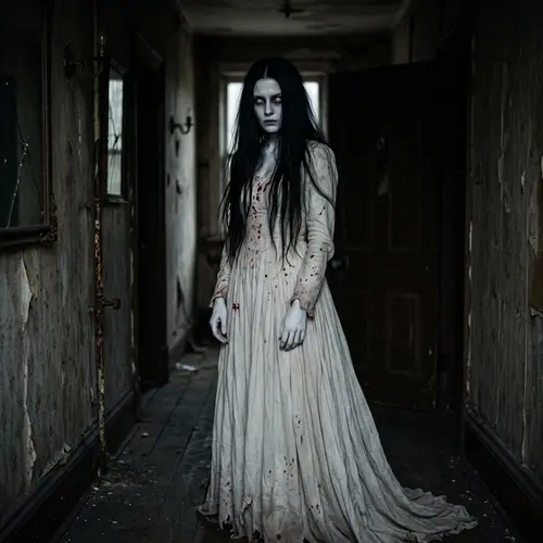 Eerie Ghostly Figure in Dark | Creepy Entity with White Skin