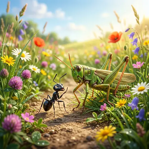 Heartwarming Friendship Between Ant and Grasshopper | Companionship in Nature