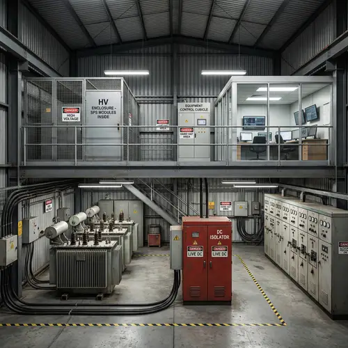 Industrial Space with Transformers, DC Isolator, HV Enclosure