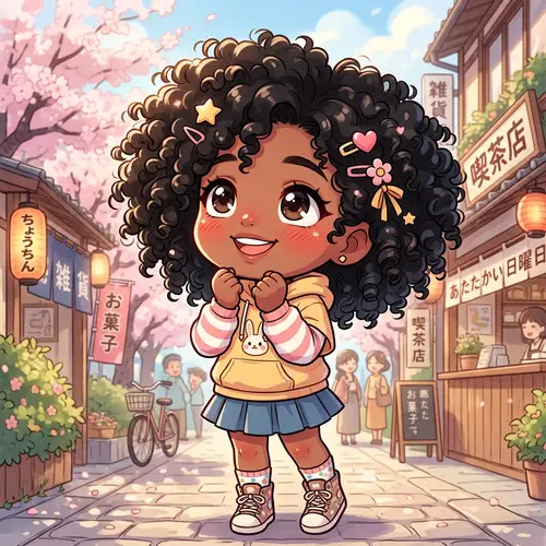 Exaggerated Japanese Anime Style Chibi Character