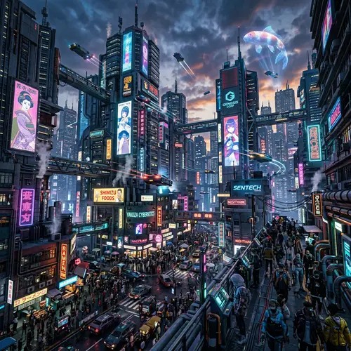 Futuristic Cityscape Twilight: Cyberpunk Aesthetics | Website