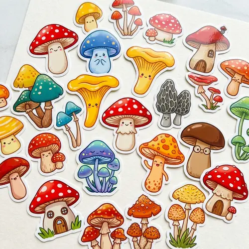 Cute Mushroom Stickers Collection - Adorable Designs