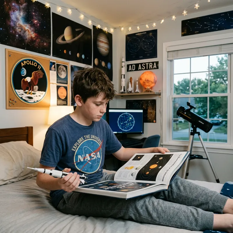 Preteen Boy's Fascination with Space