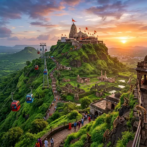 Panoramic View of Pavagadh Hill in Gujarat, India