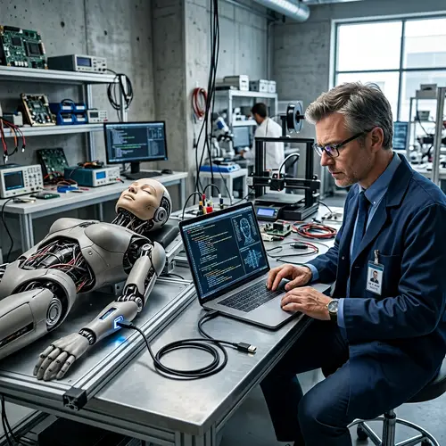 Modern Laboratory with Android and Laptop | High-Tech Scene