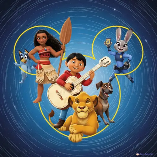 Disney Characters Unite: Vaiana, Bluey, and More