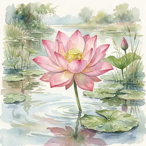 Watercolor Lotus Flower Art - Serenity in Bloom