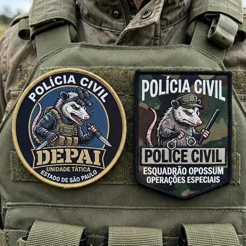 Military Style Patches Featuring Opossum Designs