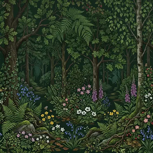 Nature-Inspired Dark Green Wallpaper