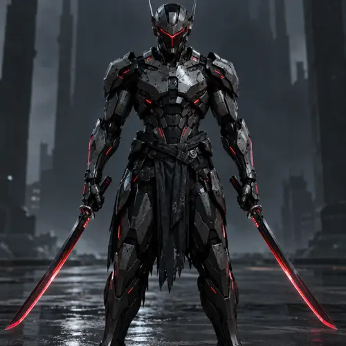 Robot Warrior with Cybernetic Katanas