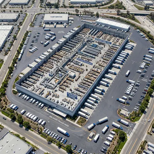 Aerial View of Roofless Postal Warehouse Blueprint