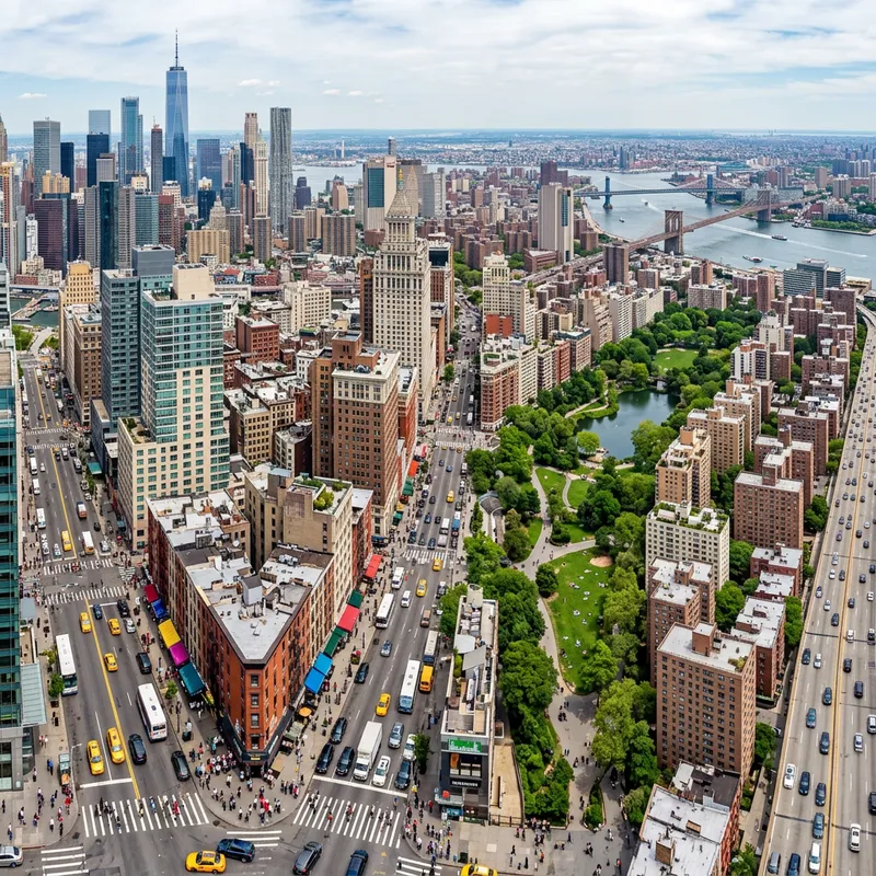 360-Degree City View: Vibrant Urban Landscape and Diverse Life