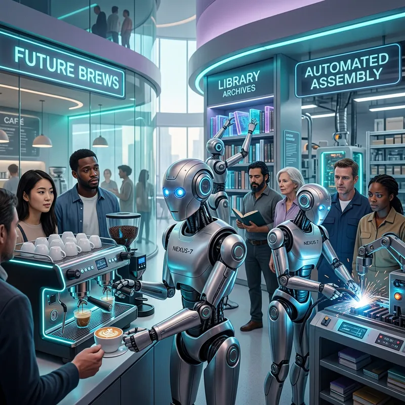 AI Robot Replacing Human Jobs in Artistic Scene