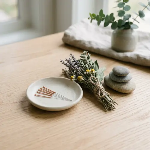 Minimalist Acupuncture Art with Natural Elements