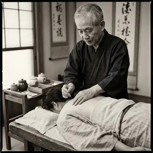 Traditional Japanese Acupuncture Session | Vintage Photo