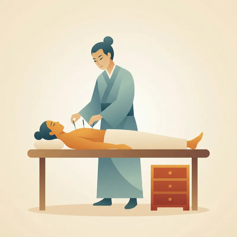 Minimalistic Japanese Acupuncture Scene Art