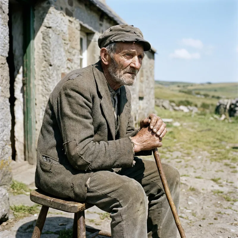 Portrait of a Weathered Peasant Man | Life's Resilience Captured