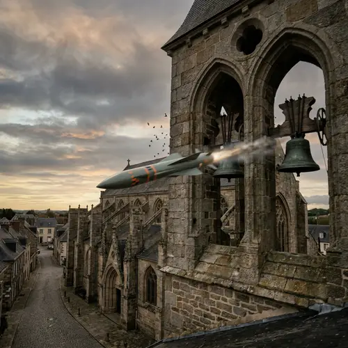 Combat Missile Soaring Near Church Bells