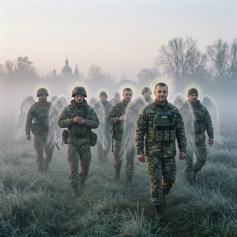 Ukrainian Soldiers Emerge as Angelic Figures in Uniform