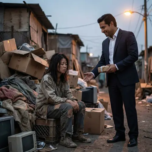 Poverty and Kindness: A Captivating Scene of Contrast