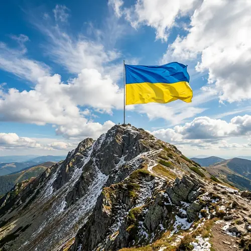 Free Ukraine Flag on Mountain Peak | Spirit of Ukraine