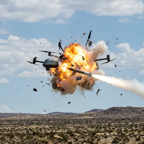 Rocket Strikes Drone – Explosive Aerial Encounter