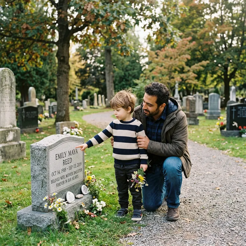 Father and Son paying respects at cemetery | Emotional Moment
