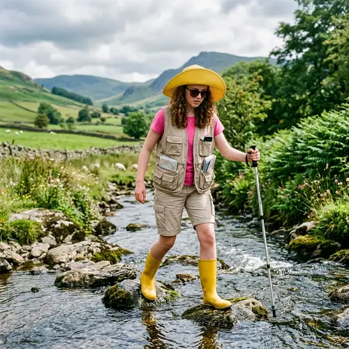 Teen Girl Exploring Wales in Bright Yellow Wellies