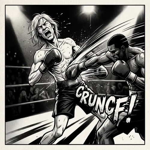 Intense Comic Book-Style Boxing Match Illustration