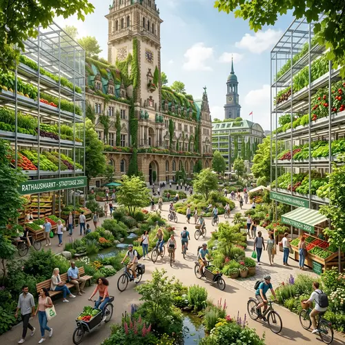 2050 Vision: Hamburg Town Hall Square Transformed into a Biodiverse Oasis
