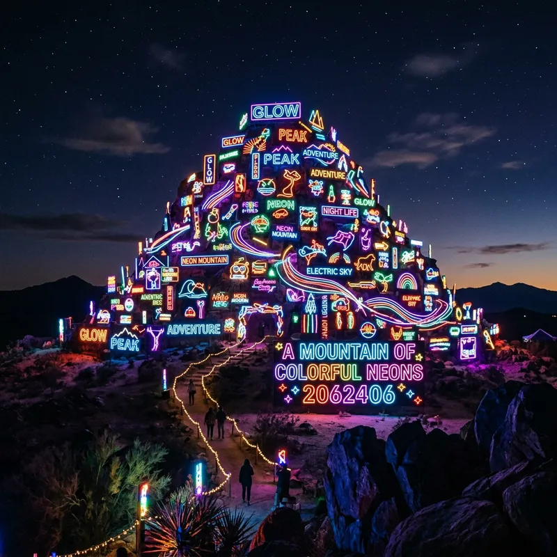 Colorful Neon Mountain Art