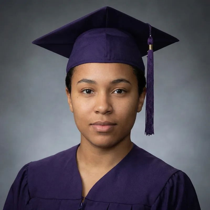 Traditional Headshot with Purple Cap - Custom Image