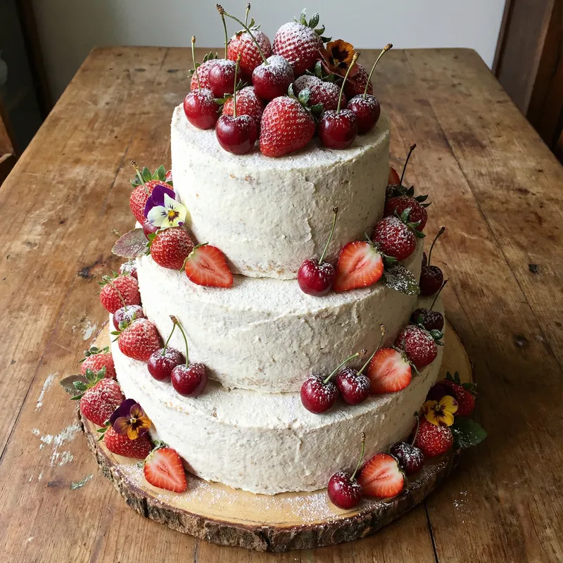 3D Cake with White Mashua and Red Fruits 3D Cake with White Mashua and Red Fruits