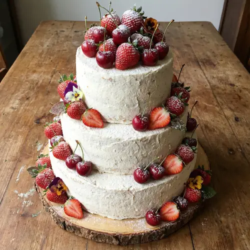 3D Cake with White Mashua and Red Fruits