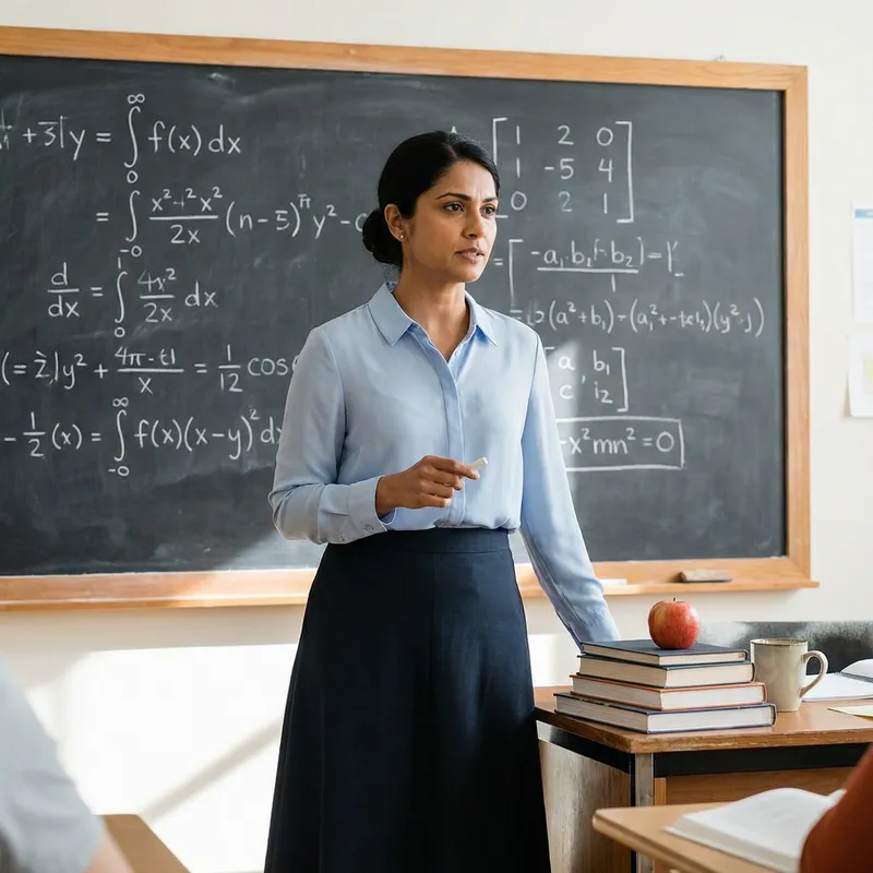 Experienced South Asian Female Teacher in Classroom