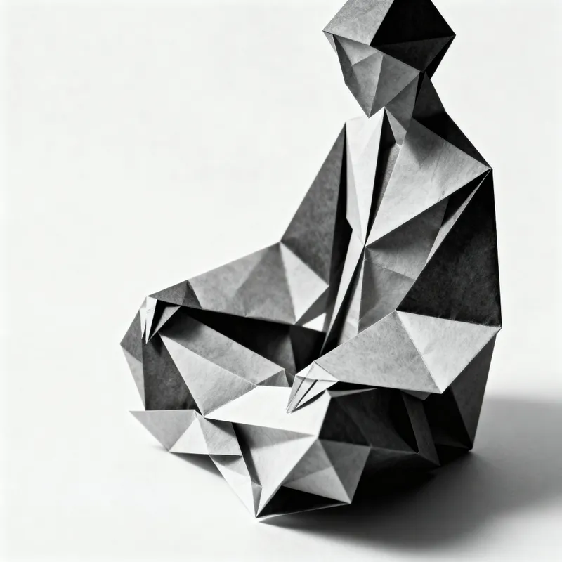 Philosophical Origami Art in Black and White