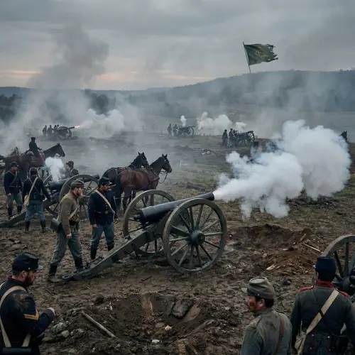 Artillery in Action: A Historic Battlefield Scene
