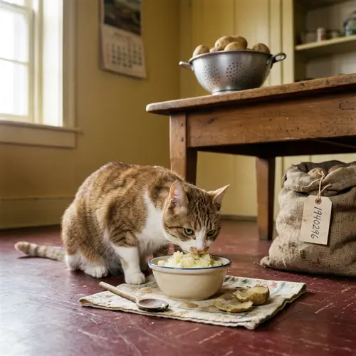 Cat Enjoying Potatoes - Cute Animal Moments