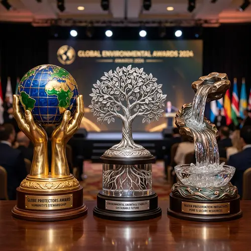 Unique Trophy Designs: Globe, Tree, Waterfall