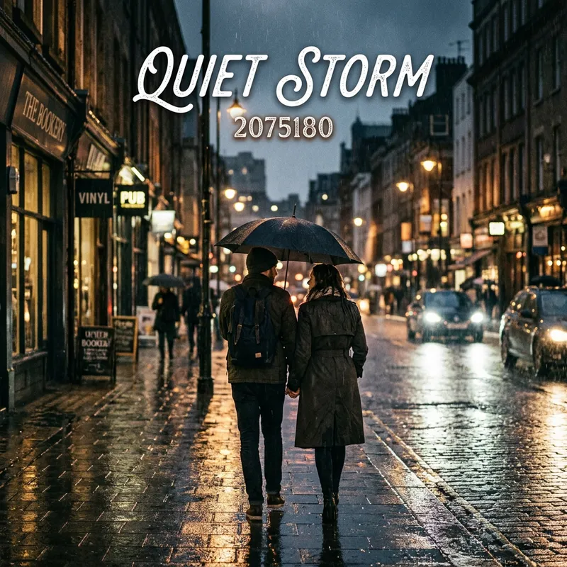 Quiet Storm Album Cover - Couple Walking in Rain