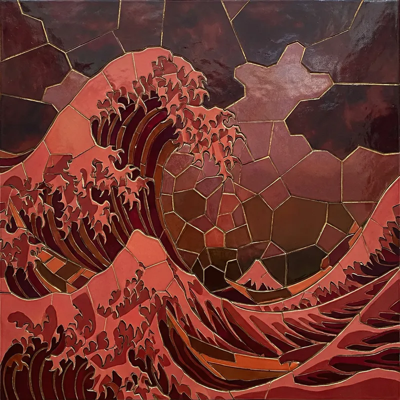 Crimson Tide Regular Tessellation: Ocean Wave Storm Display Crimson Tide Regular Tessellation: Ocean Wave Storm Display