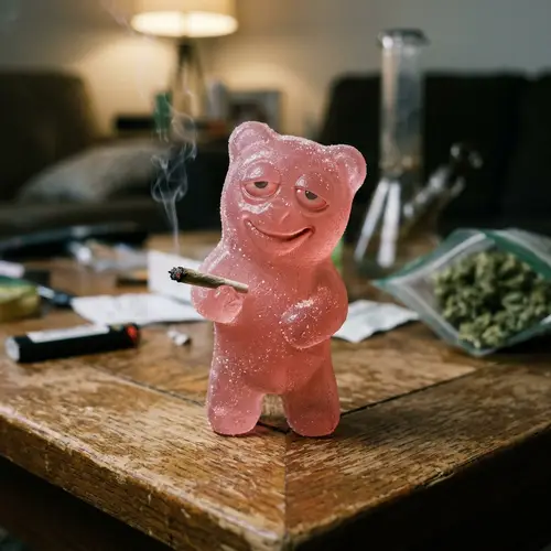 Stoned Pink Gummy Bear Standing