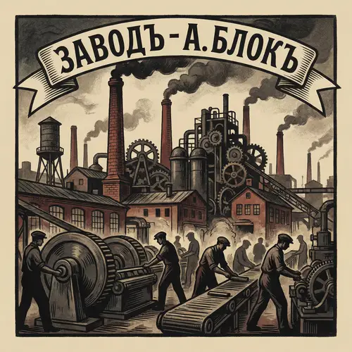 Early 20th-Century Factory Scene Illustration