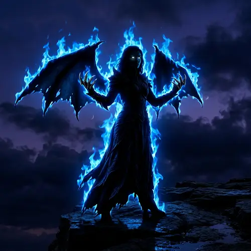 Blazing Blue Dragon-Witch: Mystical Power & Feminine Strength