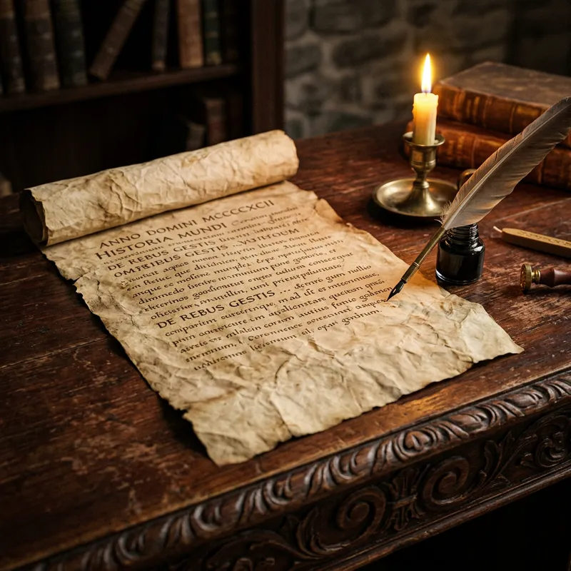 Vintage Parchment on Elegant Mahogany Desk