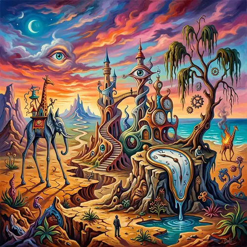 Surreal Landscape with Dreamlike Floating Castle